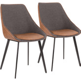 Marche Dining Chair in Brown Leatherette & Grey Fabric (Set of 2)